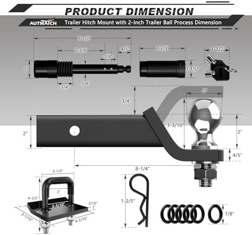 AUTMATCH Trailer Hitch Ball Mount - Image 3