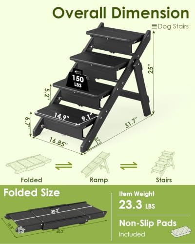 GREENVINES Foldable Dog Stairs & Steps, 2-in-1 HDPE Pet Ramp - Image 3