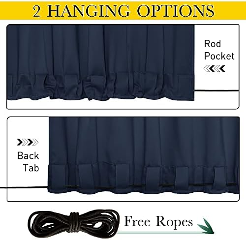 NICETOWN Weighted Curtains for Patio Waterproof W66xL84 Navy 2 Panels - Image 2