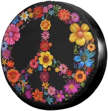 Delerain Peace Sign Flower Spare Tire Cover Wheel Protectors Sun Protector by Delerain