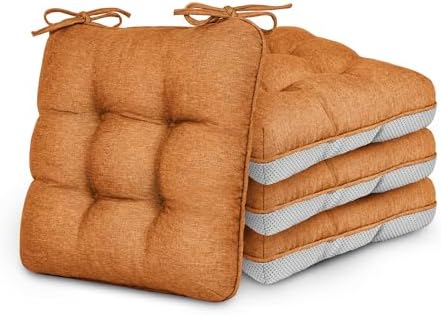 Love's cabin Memory Foam Chair Cushions Set of 4, 15.5 Inch, Terracotta by Lovescabin
