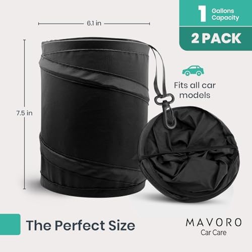 Mavoro Car Trash Can | Waterproof | Collapsible Pop-Up | 1 Gallon | 2-Pack - Image 2