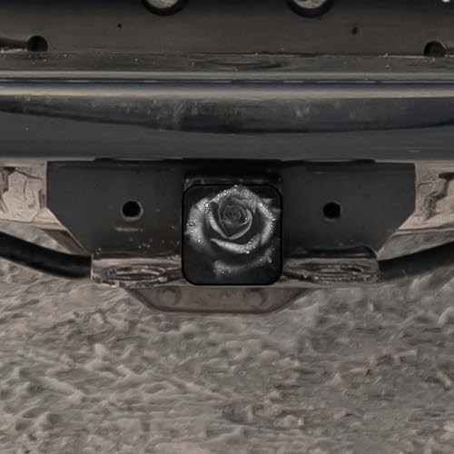 Swono Rose Trailer Hitch Cover Retro Bouquet Water Drop Black Rose Flowers - Image 5