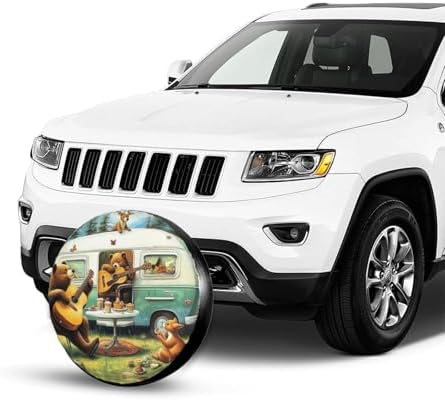 Forest Bear Playing Music Universal Spare Tire Cover, 17 Inch, Cute Waterproof - Image 7