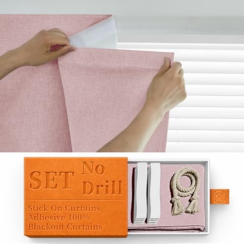 100% Blackout Self Adhesive Portable Curtains by Sovtfides