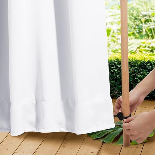 NICETOWN Outdoor Curtains Waterproof Fixed Bottom W52xL95 Prue White - Image 3