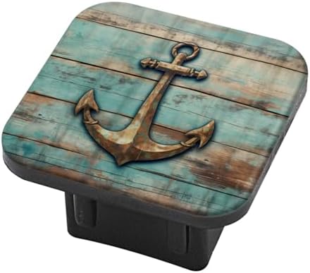 Hitch Cover Fits for 2-Inch Hitch, Rusty Anchor On A Weathered Wood Background by PATBIXES