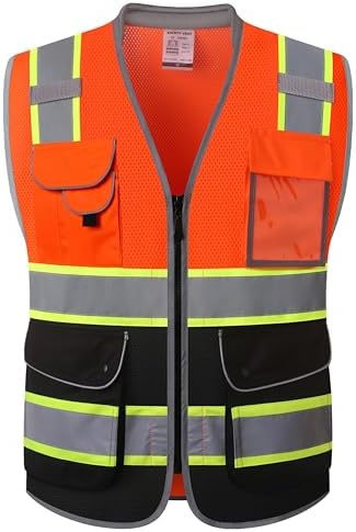 JKSafety Hi Vis Safety Vest for Men Women Cushioned Collar JK101 OBlack XL by JKSafety