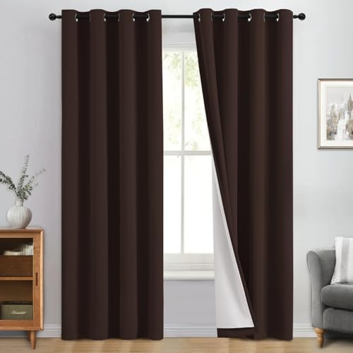 Yakamok Brown 100% Blackout Curtain Panels 84 inches, 2 Panels by Yakamok