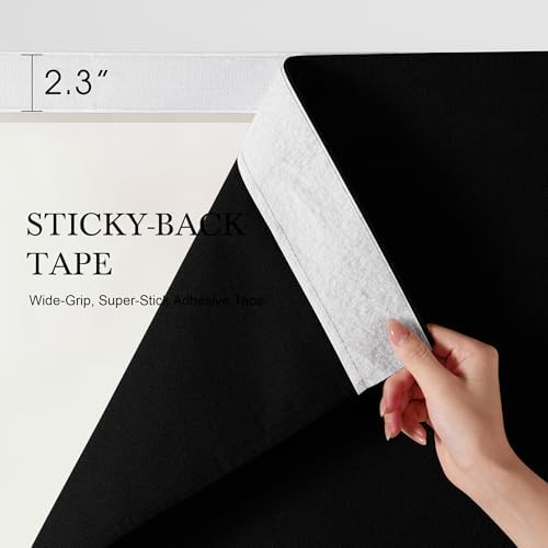 NICETOWN 100% Blackout Linen Outdoor Curtains Windproof 84" L Black 2 PCs - Image 2