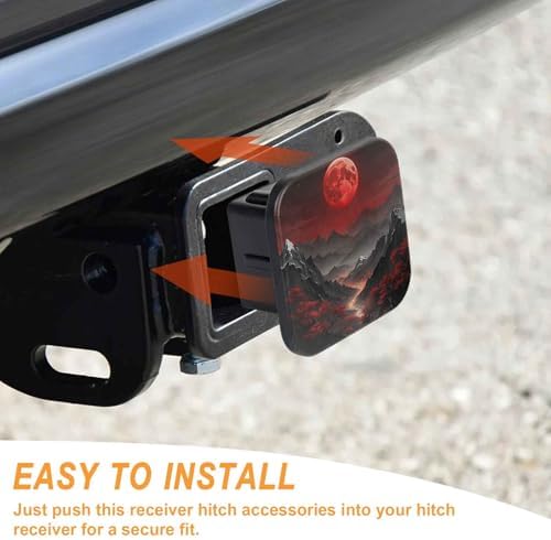 2 Inch Red Moon Mountain Trailer Hitch Cover Rubber Receiver Tube Plug Cap - Image 4