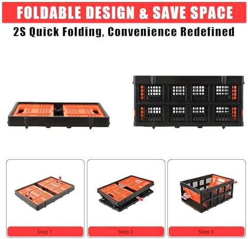 Garvee Collapsible Crate, 55L Foldable Plastic Milk Storage Crate - Image 4