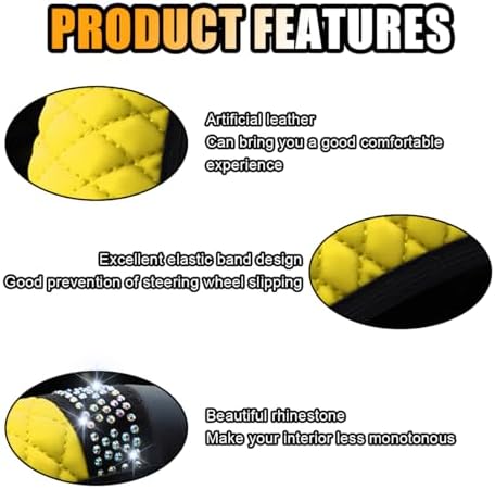 JOYCOURT 15 Inch Bling Soft Leather Car Steering Wheel Cover - Image 4