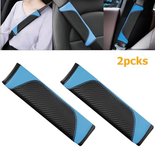 Osilly 2PCS Carbon Fiber Leather Seat Belt Shoulder Pads - Image 4