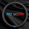 Leather Car Steering Wheel Cover, Tricolor Sporty Style, Breathing Laser by TRROCC