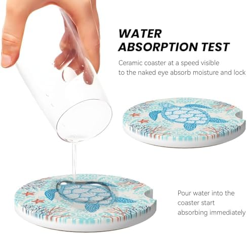 Sea Turtle Ocean Car Coasters for Cup Holder - Image 3