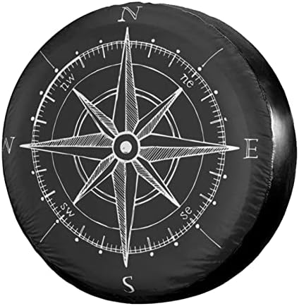 Vintage Wind Rose Compass Spare Tire Cover Dust-Proof Wheel Tire Cover Fit by Foruidea