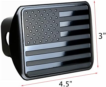 USA 2" American Black Flag Stainless Steel Hitch Cover - Image 3