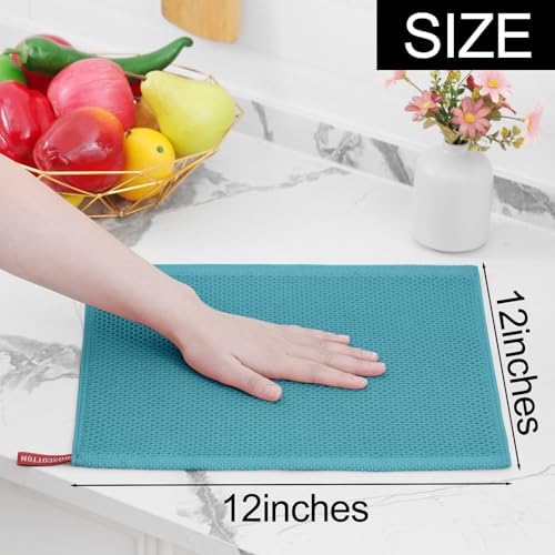 Homaxy 100% Cotton Waffle Weave Kitchen Dish Cloths 24-Pack, Lake Blue - Image 5