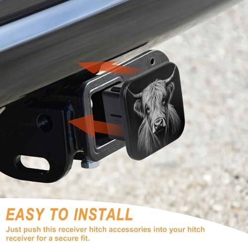 Highland Cow Tow Hitch Covers Heavy Duty Rubber Trailer Hitch Cover 2" Receiver - Image 4