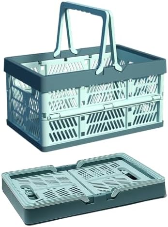 Collapsible Plastic Storage Crate - 20L Folding Organizer Basket Portable by Unknown