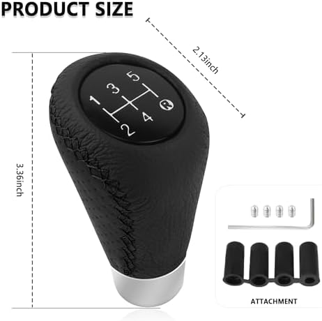 Car Gear Shift Knob with 4 Adaptive Parts, Leather 5 Speed Shift Knobs - Image 2