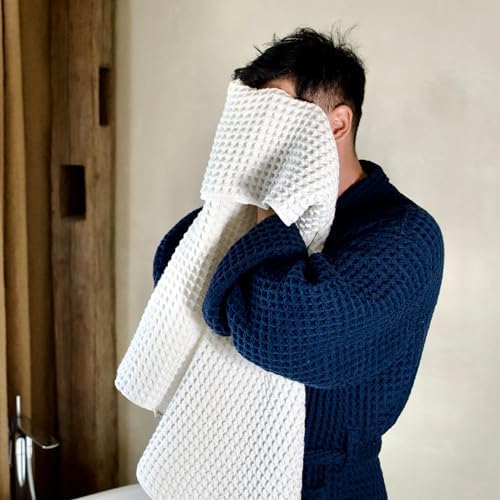 Luxury Organic Japanese Cotton Waffle Bath Towel | Thick, Quick Dry Bathroom - Image 2