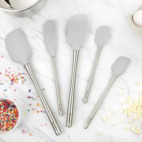 Tovolo Stainless Steel Handled Silicone Spatula Set of 5 Oyster Gray, - Image 4