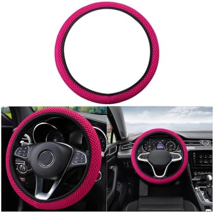 Moly Magnolia 15 Inch Steering Wheel Cover, Microfiber Ice Silk, Rose Red by Moly+Magnolia