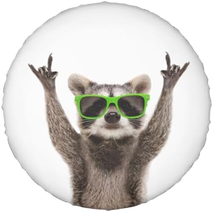 Funny Raccoon in Green Sunglasses Spare Tire Cover Cute Animal Tire Wheel - Image 7