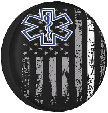 Thin White Line EMS Paramedic American Flag Spare Tire Cover by Unknown