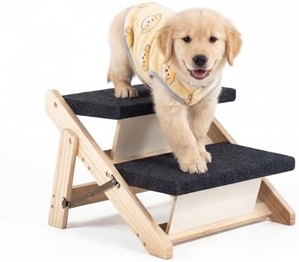 MEWANG Wood Pet Stairs, 2-Step Dog Stairs by MEWANG