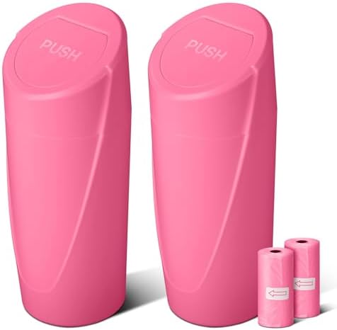 Car Trash Can Bin with Lid-2 Packs Car Garbage Can Cup Holder-Rose Red Mini by SGLRT