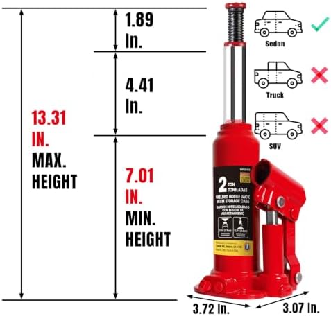 BIG RED 2 Ton Hydraulic Welded Bottle Jack - Image 2