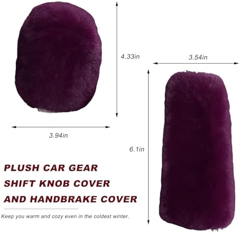 2PCS Fluffy Car Gear Shift Knob & Handbrake Cover, Comfortable Plush Shifter - Image 2