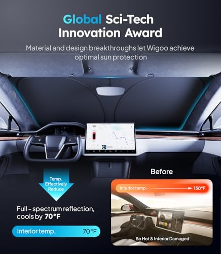 Wigoo for Tesla Model S Windshield Sunshade, Keeps Cool, OEM Design - Image 2