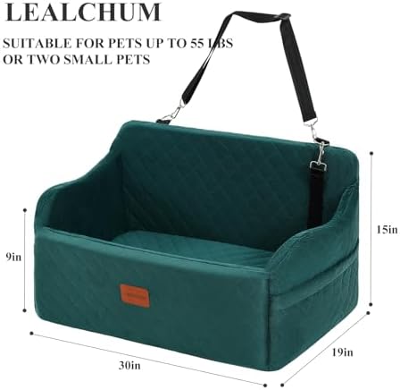 Lealchum Dog Car Seat for Medium/Large Dogs, 2 Clip-On Safety Leashs for 2 - Image 2