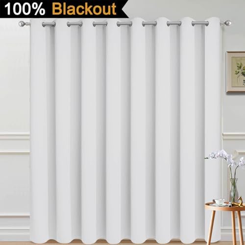 Yakamok Greyish White Blackout Patio Door Curtain Panels W100 x L84, 1 Panel - Image 2