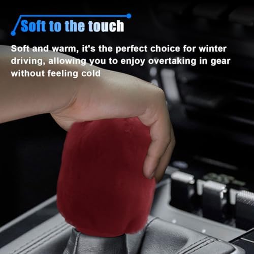 2PCS Plush Car Gear Shift Knob Cover & Handbrake Cover, Soft Fluffy Shift Knob - Image 5