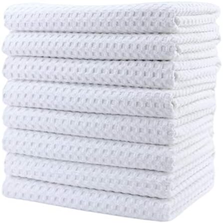 POLYTE 380 GSM Microfiber Waffle Kitchen Dish Tea Towel, 16x28 in, 8 Pack by Polyte