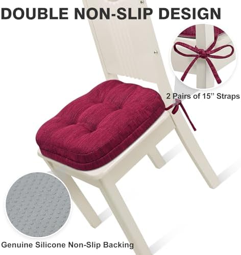 Shinnwa Kitchen Chair Cushions Set of 6, Dual-Layer Memory Foam Dining Chair - Image 5