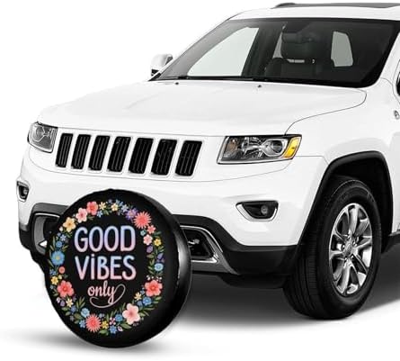 Spare Tire Cover，Good Vibes Slogan Camper Spare Tire Cover Waterproof Sun - Image 4