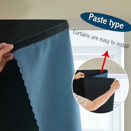 AJAZZ 100% Blackout Stick Curtain Portable Black Out Curtains Adhesive Curtains - Image 6