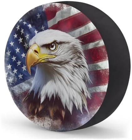 Spare Tire Cover for RV Trailer, American Flag Eagle Waterproof Sun Leather - Image 2