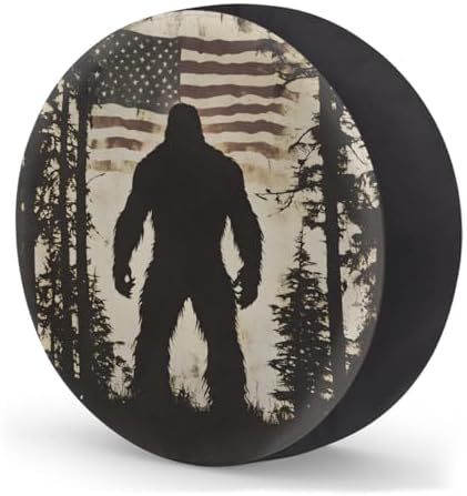 Spare Tire Cover for RV Trailer, American Flag Bigfoot Waterproof Sun Leather - Image 2