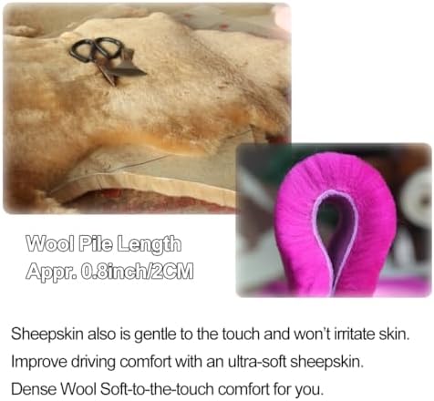 AOGELAN 2 Pack Fluffy Real Sheepskin Car Seat Belt Cover Pad Light Brown - Image 5