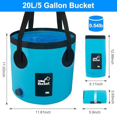 Car Wash Bucket with Drain Valve, 5 Gallon Collapsible Bucket - Image 2