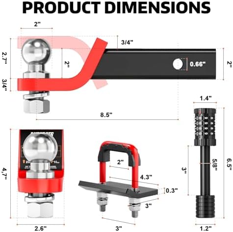 AUTOBOTS 2 Inch Trailer Hitch Ball Mount - Image 4