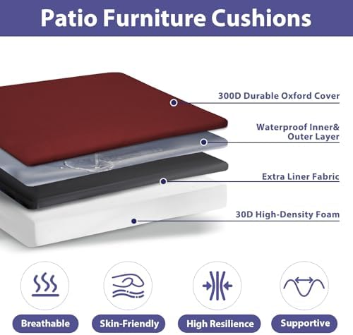 IPYNBAP Outdoor Chair Cushions Set of 4 -Waterproof Outdoor Seat Cushions - Image 2