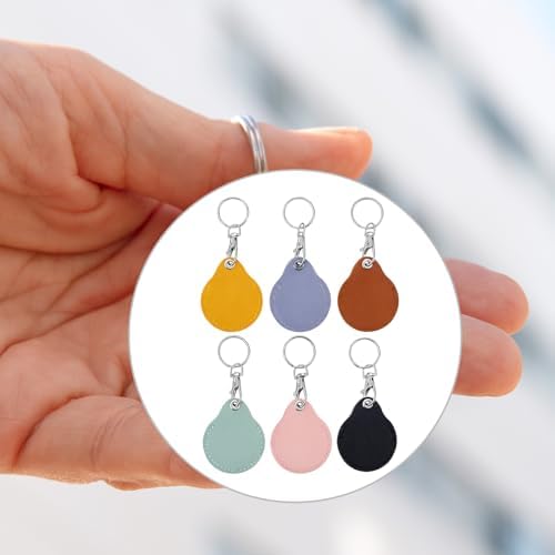 6 Pcs Leather Proximity ID Card Keychain Protector RFID Key Fob Holder Keychain - Image 7